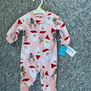 Carter’s NB pajamas. Pink with Santa and reindeer